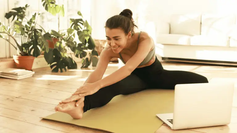 woman doing yoga stretch