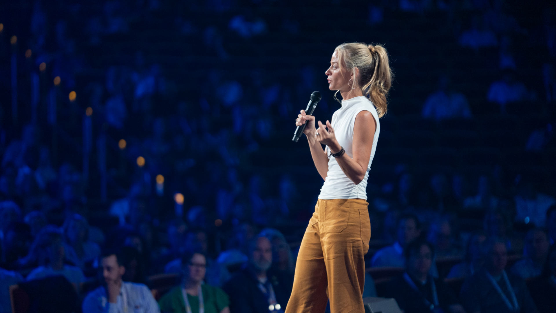 Quility Co-Founder Meredith Ellison on stage at 2023 national conference