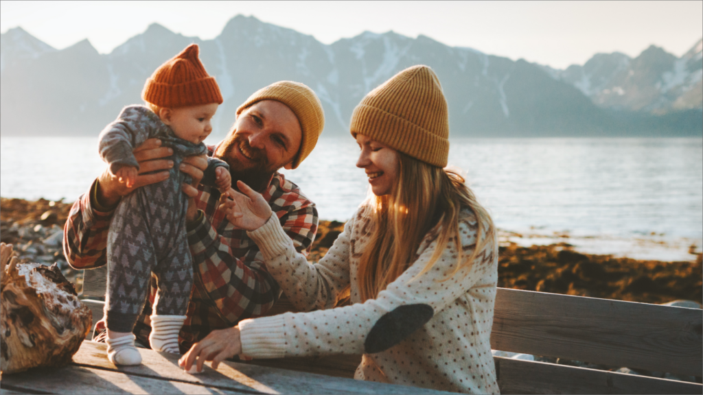 family of 3 camping, debt free budget tips