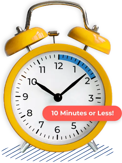 yellow analog clock tracking 10 minutes it takes to apply online for life insurance with Quility